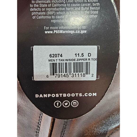 Laredo Fletcher Cowboy Boots Mens 11.5 D Tan Leather Western‎ Side Zip Round Toe